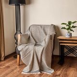 Evidea Soft Waffle Koltuk Şalı - Ekru / Siyah - 120X170 cm - Ekru - Siyah - 120 x 170 cm