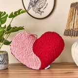 Evidea Soft Yinyang Kalp Figürlü Pembe Kırmızı 33x27 cm Yastık