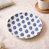 Evidea | Tulu Porselen Madre Pasta Tabağı - Beyaz / Mavi - 19 cm