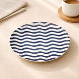 Evidea | Tulu Porselen Panarea Pasta Tabağı - Beyaz / Mavi - 19 cm