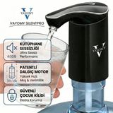 Evidea | Vayomy SilentPro Ultra Sessiz Şarjlı Yüksek Akış Hızlı Otomatik Damacana Su Pompası - Siyah