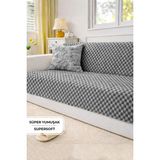 Evien Home Aron Kürklü Koltuk Örtüsü 170X215 cm Yumuşak Peluş Lüks Kaymaz Taban Kanepe Örtüsü Gri Antrasit - 170 x 215 cm