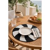 Evien Home Boncuk Işlemeli Amerikan Servis 2'li Set Yuvarlak Supla 36X36 cm Siyah Beyaz - 36 x 36 - Siyah - Beyaz