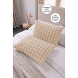 Evien Home Bubble Kürklü Peluş 2'li Yastık Kılıfı 50X70 cm Tavşan Tüyü Yumuşak Supersoft Dekoratif - Bej