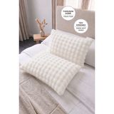Evien Home Bubble Kürklü Peluş 2'li Yastık Kılıfı 50X70 cm Tavşan Tüyü Yumuşak Supersoft Dekoratif - Krem