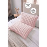 Evien Home Bubble Kürklü Peluş 2'li Yastık Kılıfı 50X70 cm Tavşan Tüyü Yumuşak Supersoft Dekoratif - Pudra