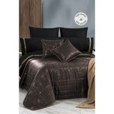 Evien Home Evlen Home Collection %100 Pamuk Prestij Nevresimli Yatak Örtüsü Seti Çeyiz Seti (10 Parça) | Gelin Seti - 270 x 260 cm - Siyah