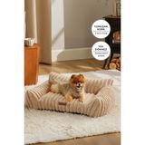 Evien Home Evlen Home Collection Kürk Peluş Ortopedik Kedi Köpek Evcil Hayvan Yatağı PatiChill Yıkanabilir Kaymaz Taban Luna Lüks Su Geçirmez Bej