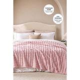 Evien Home Kürk Bubble Battaniye Çift Kişilik Peluş Tavşan Tüyü Yumuşak 220X240 cm Pudra - 220 x 240 cm - Pembe