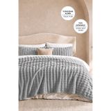 Evien Home Kürk Bubble Battaniye Seti Çift Kişilik Peluş Tavşan Tüyü 3 Parça Yumuşak 220x240 cm Gri