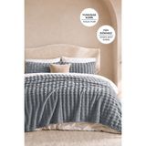 Evien Home Kürk Bubble Battaniye Tek Kişilik Peluş Tavşan Tüyü Yumuşak 180X220 cm - Antrasit - 180 x 220 cm