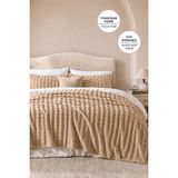 Evien Home Kürk Bubble Battaniye Tek Kişilik Peluş Tavşan Tüyü Yumuşak 180X220 cm - Bej - 180 x 220 cm