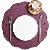 Evien Home Nakışlı Deri Amerikan Servis 2'li Set Çift Taraflı Yuvarlak Supla 40X40 cm Vance Bordo - 40 x 40