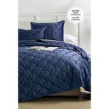 Evien Home Shane Kadife Yatak Örtüsü Seti Çift Kişilik 3 Parça Kapitone Supersoft Yumuşak Elyaf Dolgulu - Lacivert - 230 x 250 cm