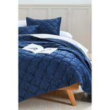 Evien Home Shane Kadife Yatak Örtüsü Seti Tek Kişilik 2 Parça Kapitone Supersoft Yumuşak Elyaf Dolgulu - Lacivert - 170 x 230 cm