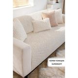 Evien Home Soft Kürklü Koltuk Örtüsü 170X215 cm Yumuşak Peluş Kaymaz Taban Kanepe Örtüsü Bej - 170 x 215 cm