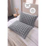 EvienHome Bubble Kürklü Peluş 2'li Yastık Kılıfı 50x70 cm Tavşan Tüyü Yumuşak Supersoft Dekoratif Antrasit