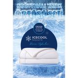EvienHome Soğutmalı Yatak Örtüsü Seti Tek Kişilik Serinletici Soğuk Icecool 2 Parça Çift Taraflı Krem Kırık Beyaz