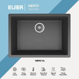 EVIER Nero XL Series Granit Evye 61X45.5 Antrasit Renk Tezgah Üstü Kolay Temizlik Özelliği
