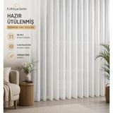 evihtiyaclarim by IOC Perde Deposu Ütü Sevmez Düz Kurşunlu Tül Perde %100 Müşteri Memnuniyetli Perde 1 x 3 Sık Pileli - Kırık Beyaz - 270 x 250 cm