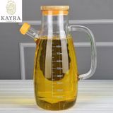 Evikonu Bambu Kapaklı Borosilikat Cam 1000ml Yağdanlık