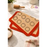 Evila Silikon Pişirme Matı Levha Seti Fırın Tepsisi-Yeniden Kullanılabilir ve Yapışmaz -Pasta-Pizza Ekmek
