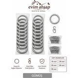 Evim Ahşap Rustik Perde Halkası ve Klips Seti – Korniş Uyumlu Perde Halkaları – Dayanıklı ve Paslanmaz – 10/20/30/40/50 Adet – Renk Seçenekleri Ceviz-Meşe-Siyah-Beyaz-Krem-Gümüş-Antrasit - Gümüş - Gri