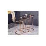 Evim-E Aksesuar Eko C Metal Iç Içe Girebilen 3'lü Zigon Bakır (Rose Gold) Kaplamalı - Siyah Mermer Temperli Cam