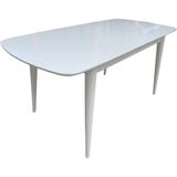 Evim-E Aksesuar Retro Konik Oval Köşeli Masa 80X120 Açılır Kapanır Lake Beyaz Tamamı Ahşap