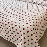 Evim Mabedim 200*240 cm Pamuklu Ultrasonik Kapitone Kumaş Çift Kişilik Çok Amaçlı Pike Kalp Desenli - Beyaz - Kırmızı - 200 x 240 cm