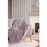 Evim Pamuklu Alder Ekru Mor Koltuk Şalı - 130x170 Cm EKRU MOR 130 x 170