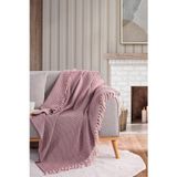 Evim Pamuklu Vanes Renkli Bordo Koltuk Şalı - 130x170 Cm