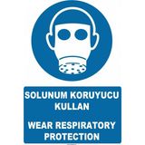 Evim Shopping AT 1358 Solunum Koruyucu Kullan Wear Respiratory Protection Uyarı Levhası