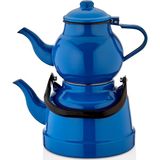Evim Tatlı Evim Nostaljik Mavi Emaye Çaydanlık Takımı 2,5 + 1,1 lt