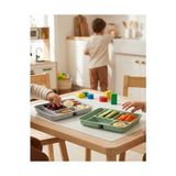 Evim Trend 2 Adet 5 Bölmeli Servis Tabağı ve Tabldot Seti - Bpa Içermez, Çok Amaçlı Kahvaltı, Diyet, Çerez ve Sunum Tabağı - Kırılmaz Piknik Seti (31X21 Cm) - Gri ve Yeşil - Option-1 - 51R-Turuncu
