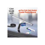 EVİMA 45 Cm Metal Cam Silme Seti - Metal Çek Çek +Peluş +Aparat+Yedek Lastik CAM BEZİ HEDİYE