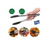 EVİMA Siyah Silikon Uçlu 23 Cm Servis ve Mangal için Mutfak Maşası
