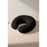 Evimde Bambaşka Altın Nokta Desenli Ergonomik Boyun Yastığı - Modern Siyah Altın Yumuşak Seyahat Yastığı