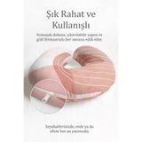 Evimde Bambaşka Modern Pastel Çizgili Boyun Yastığı - Soyut Kalpli Pudra Krem Yumuşak Seyahat Yastığı