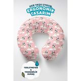 Evimde Bambaşka Panda Gökkuşağı Bulutlu Boyun Yastığı - Sevimli Pembe Pastel Çocuk & Yetişkin Seyahat Yastığı