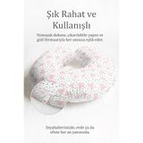 Evimde Bambaşka Pembe Kalpli Puantiyeli Boyun Yastığı - Romantik Desenli Beyaz Yumuşak Seyahat Yastığı