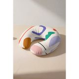 Evimde Bambaşka Soyut Renkli Ergonomik Boyun Yastığı - Modern Pastel Desenli Yeşil Mor Seyahat Yastığı