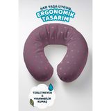 Evimde Bambaşka Yıldız Desenli Ergonomik Boyun Yastığı - Modern Mor Gri Yumuşak Seyahat Yastığı