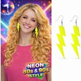 Evimdeyokyok 80’ler 9039LAR Retro Neon Sarı Şimşek Küpe 10 cm