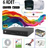 Evimdeyokyok Adecam 6 lı Full HD AHD Güvenlik Kamera Sistemi Cepten İzleme - Gece Renkli & Sesli Set + 30 Gün Kayıt