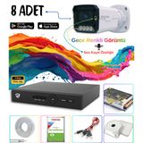Evimdeyokyok Adecam 8 li Full HD AHD Güvenlik Kamera Sistemi Cepten İzleme - Gece Renkli & Sesli Set + 30 Gün Kayıt