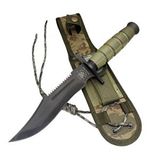 evimdeyokyok Evimdeyokyok 0698 Haki Komando Bıçağı 30cm - Testere Detaylı, Oluklu, Kılıflı
