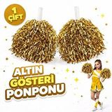 evimdeyokyok Evimdeyokyok 1 Çift ( 2 Adet ) Altın Renk 23 Nisan 19 Mayıs 29 Ekim Okul Gösteri Ponponları Çok Renkli