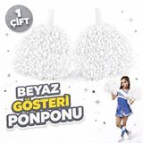 evimdeyokyok Evimdeyokyok 1 Çift ( 2 Adet ) Beyaz Renk 23 Nisan 19 Mayıs 29 Ekim Okul Gösteri Ponponları Ekst Çok Renkli
