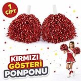 evimdeyokyok Evimdeyokyok 1 Çift ( 2 Adet ) Kırmızı Renk 23 Nisan 19 Mayıs 29 Ekim Okul Gösteri Ponponları Çok Renkli